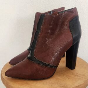 Rebecca Minkoff Women's Dalli zip-detail Booties Size 9 Mahogany & Black